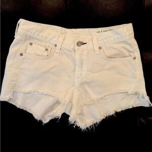 rag & bone Frayed Hem White Jean Shorts